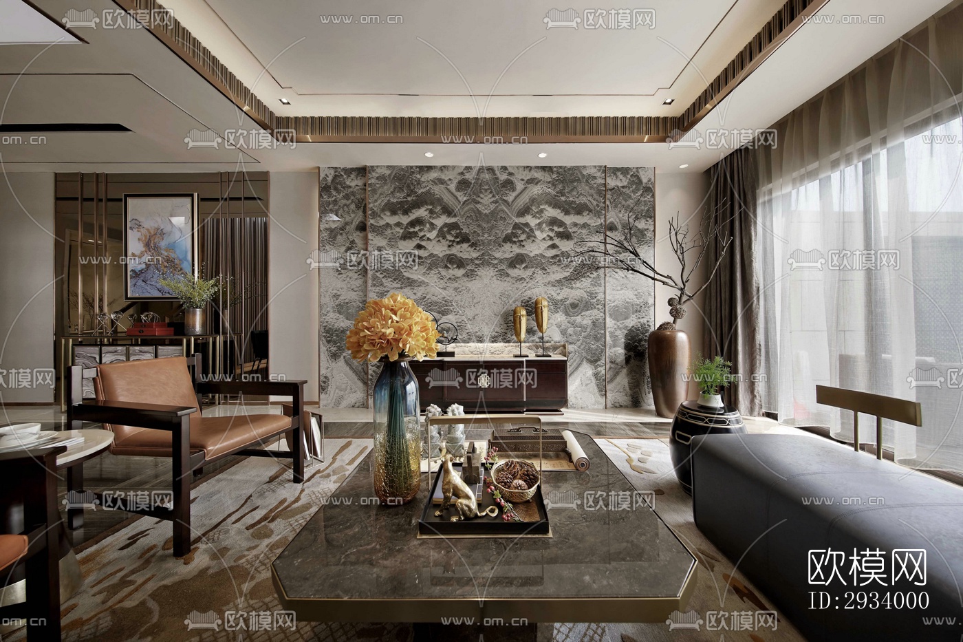 新中式别墅效果图下载（渲染图11）