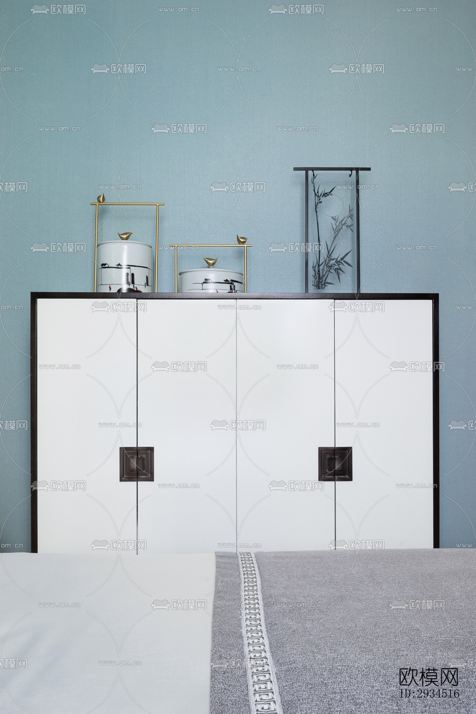 新中式平层效果图下载（渲染图9）