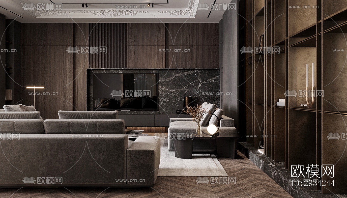 现代复式效果图下载（渲染图9）