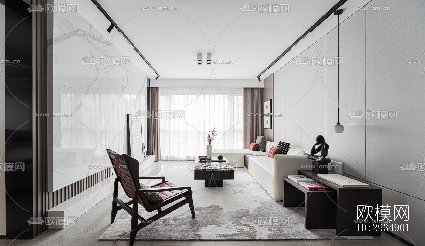 现代平层效果图下载（渲染图1）