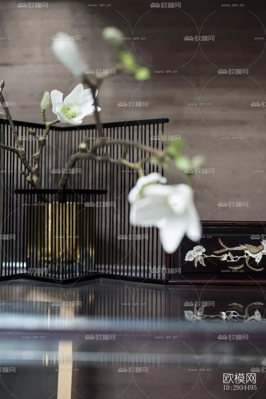 新中式平层效果图下载（渲染图19）