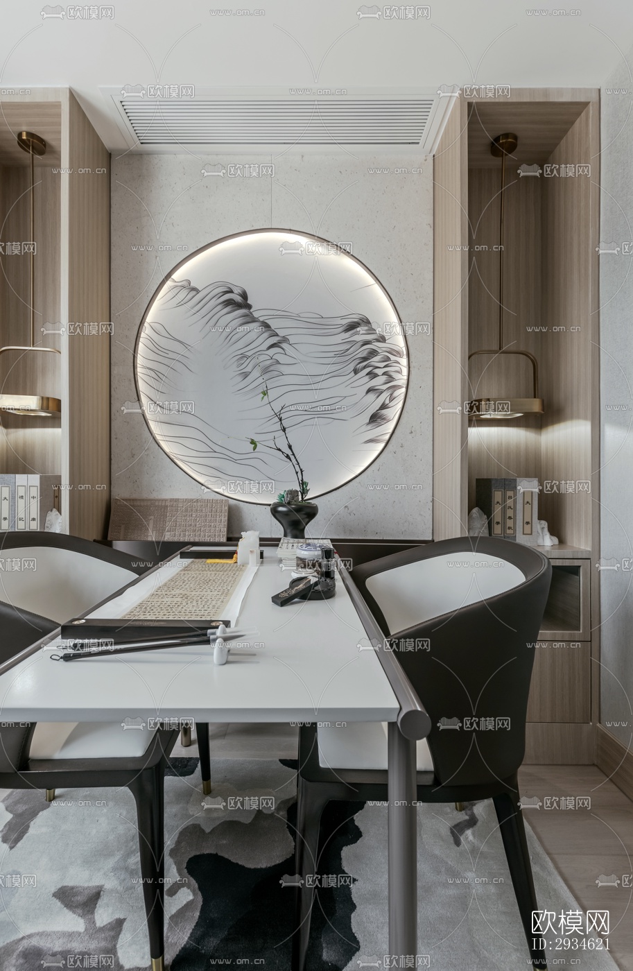 新中式平层效果图下载（渲染图7）