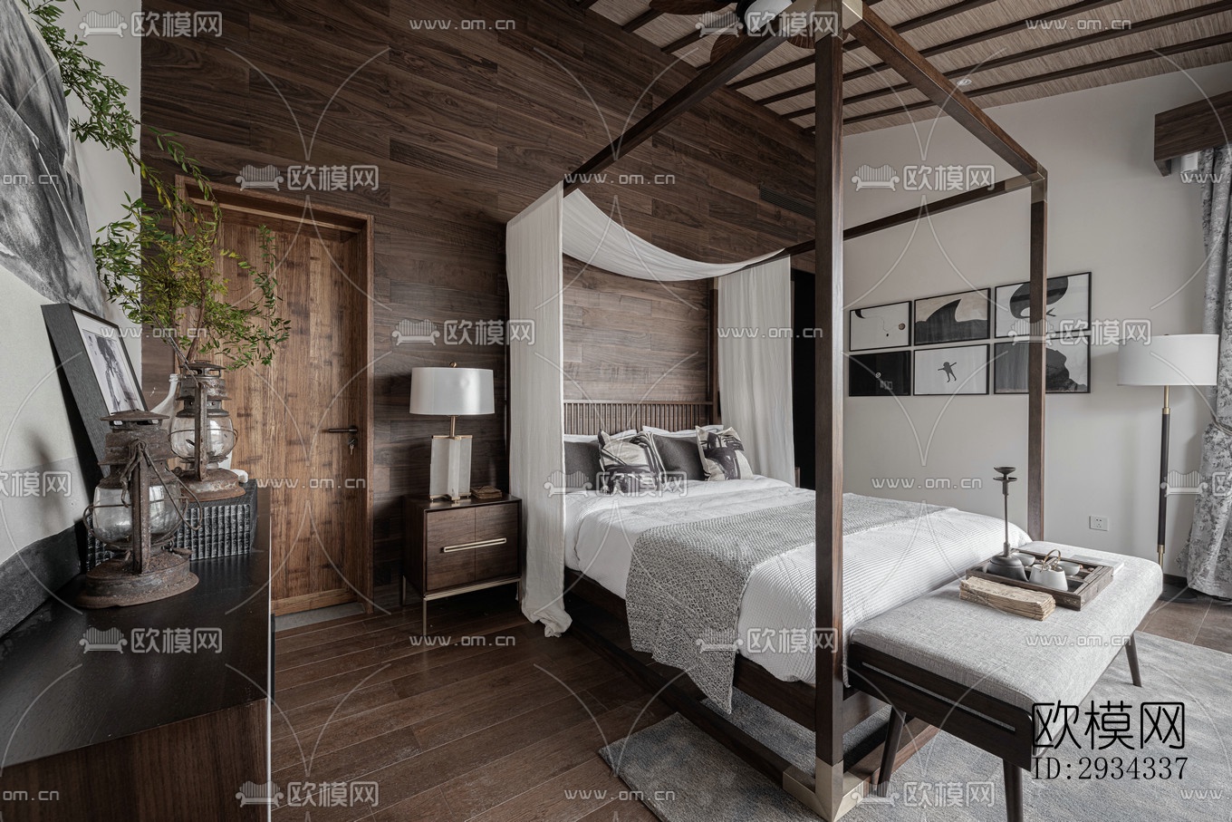 中式平层效果图下载（渲染图4）