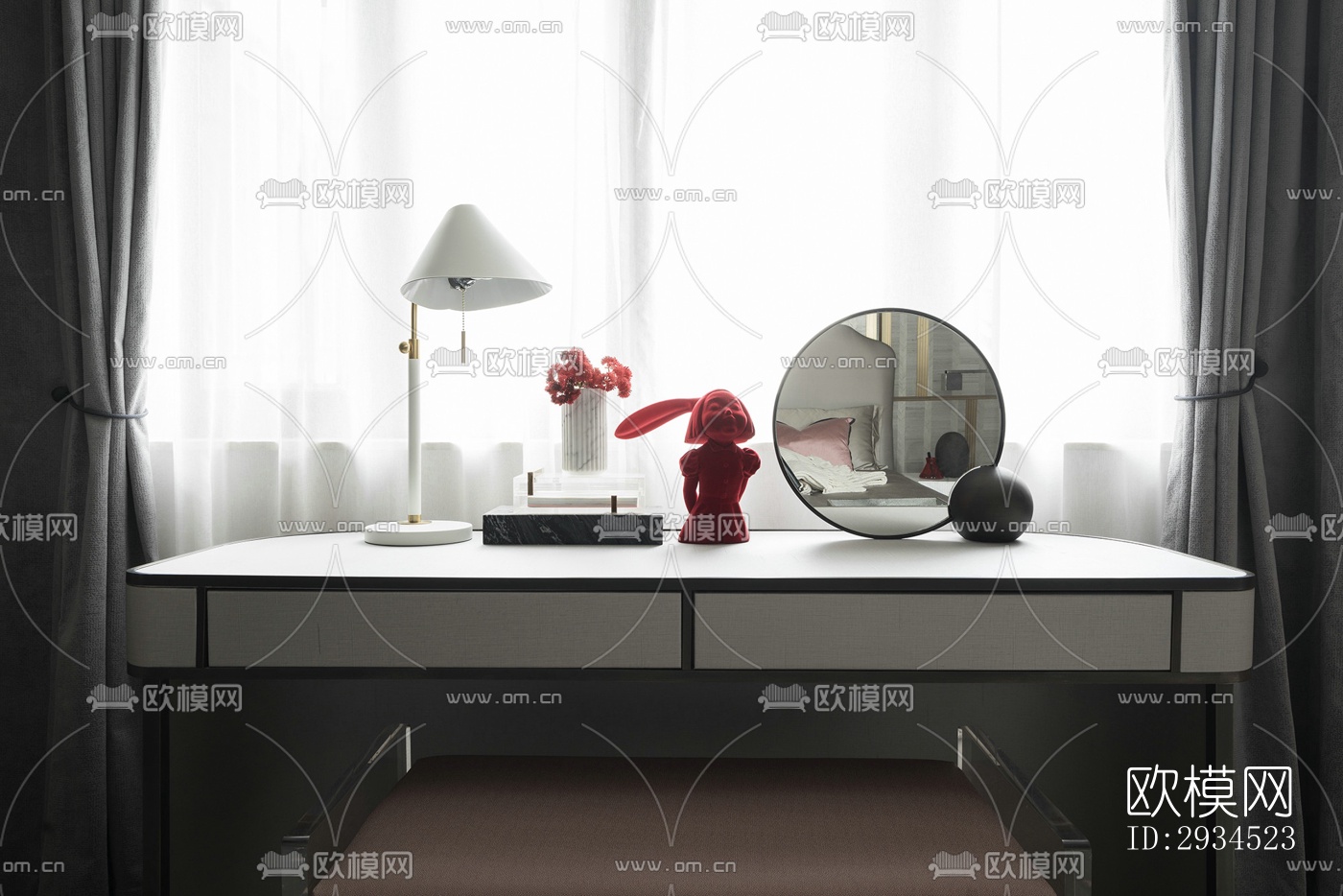 新中式平层效果图下载（渲染图15）