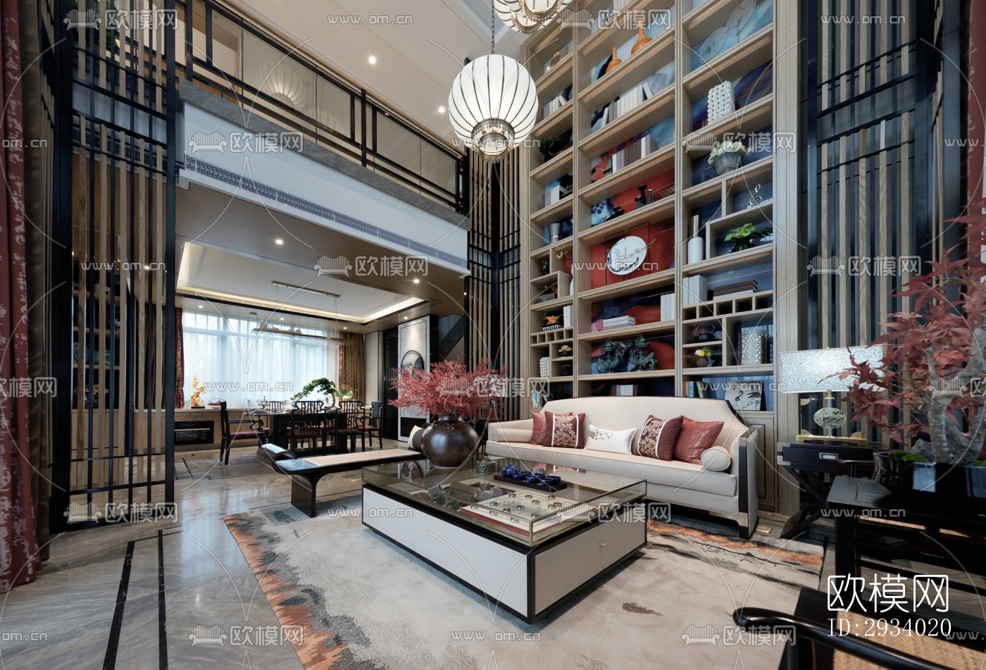 新中式别墅效果图下载（渲染图2）