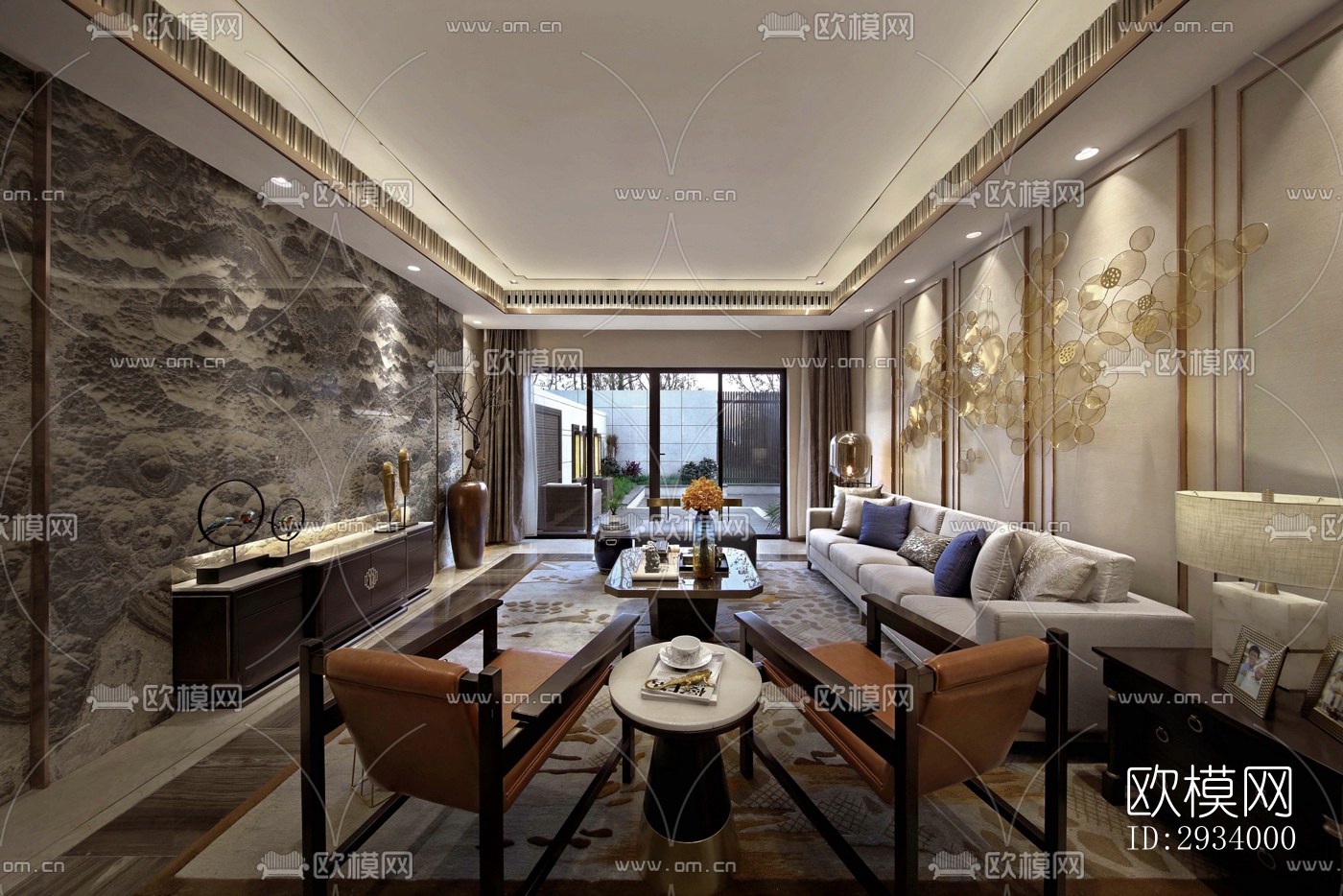 新中式别墅效果图下载（渲染图10）