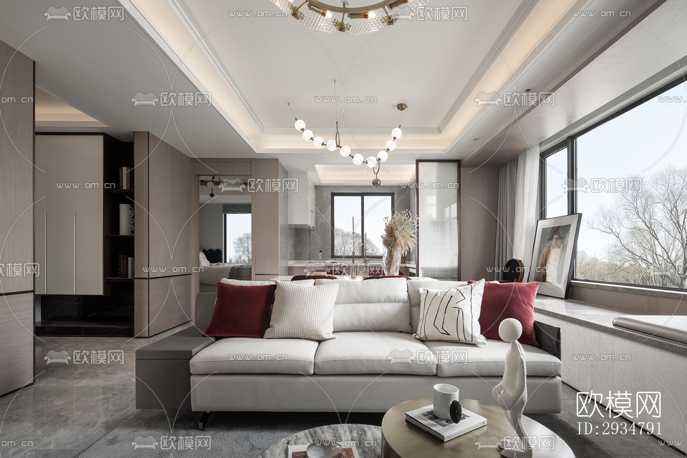 现代平层效果图下载（渲染图8）