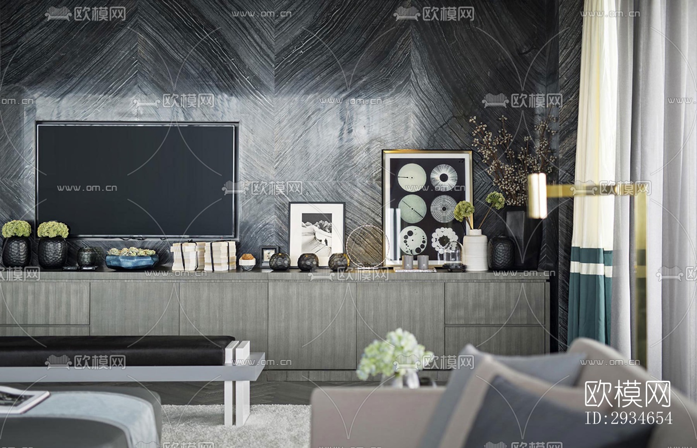 新中式平层效果图下载（渲染图18）