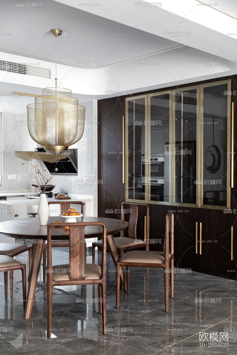 新中式平层效果图下载（渲染图3）