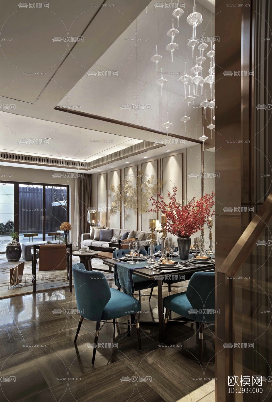 新中式别墅效果图下载（渲染图15）