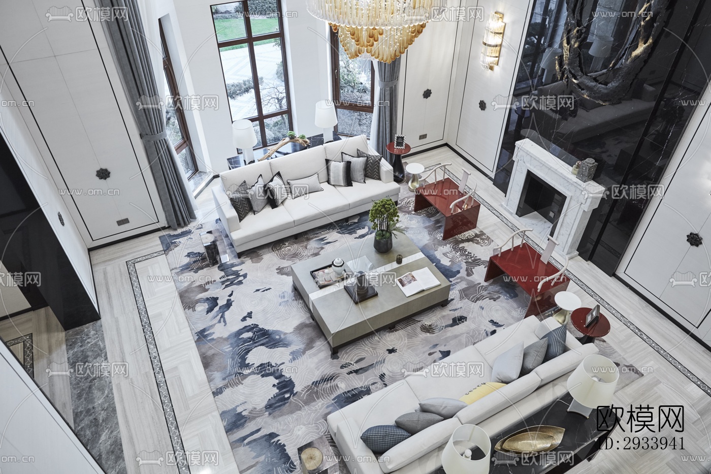 新中式别墅效果图下载（渲染图20）