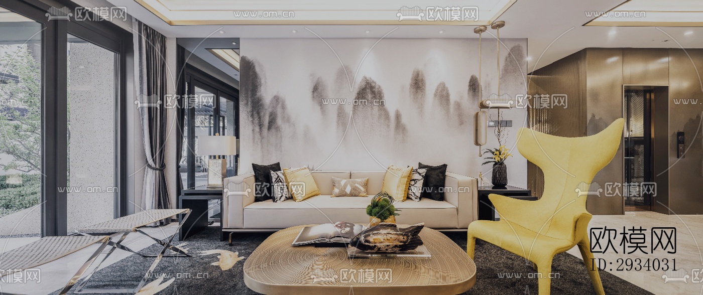 新中式别墅效果图下载（渲染图2）