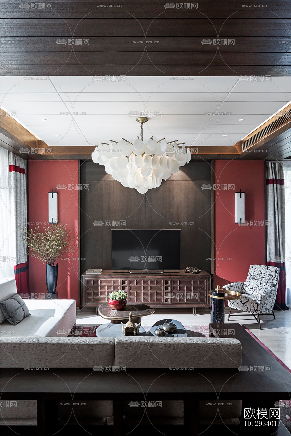 新中式别墅效果图下载（渲染图4）