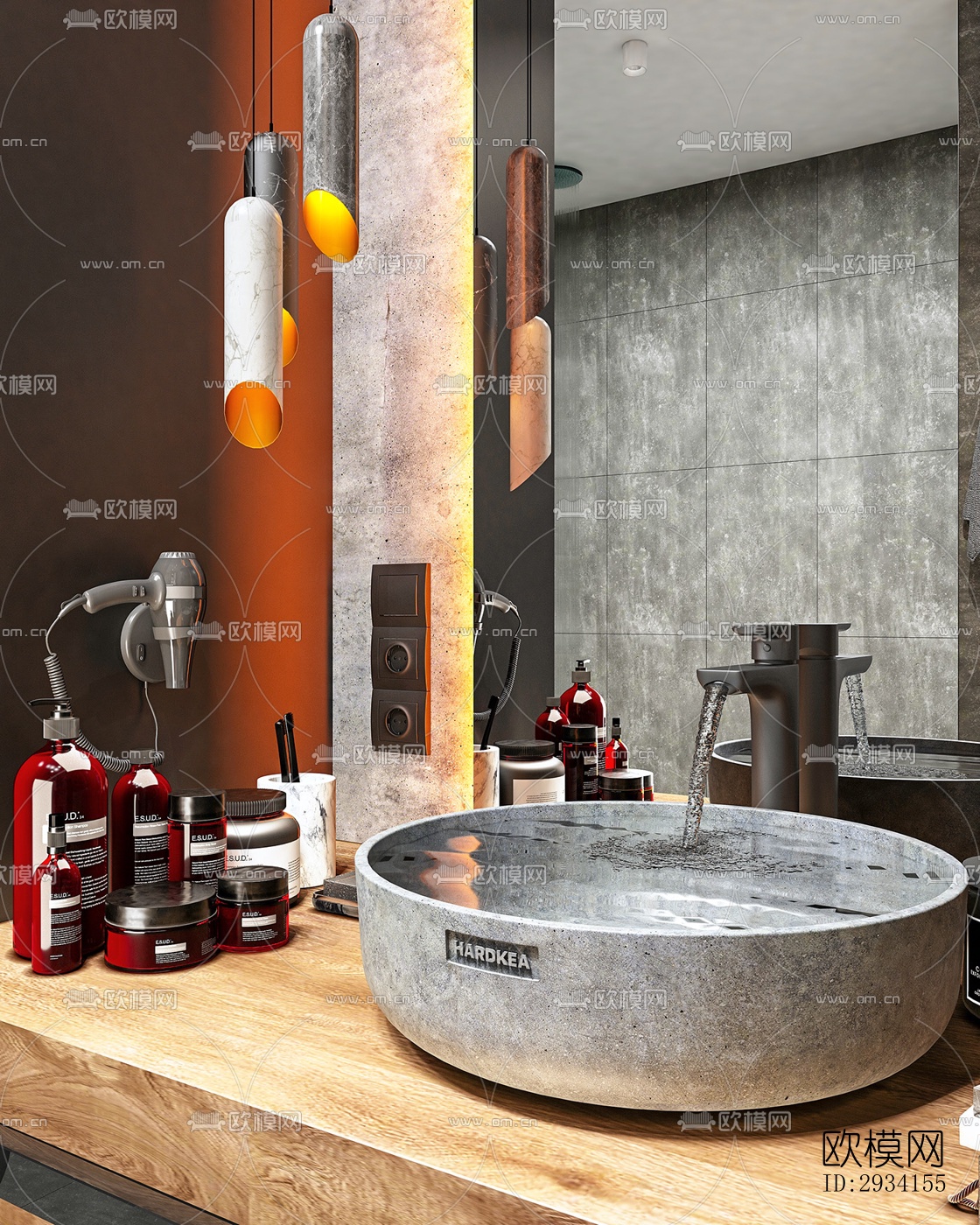 高级灰别墅效果图下载（渲染图18）