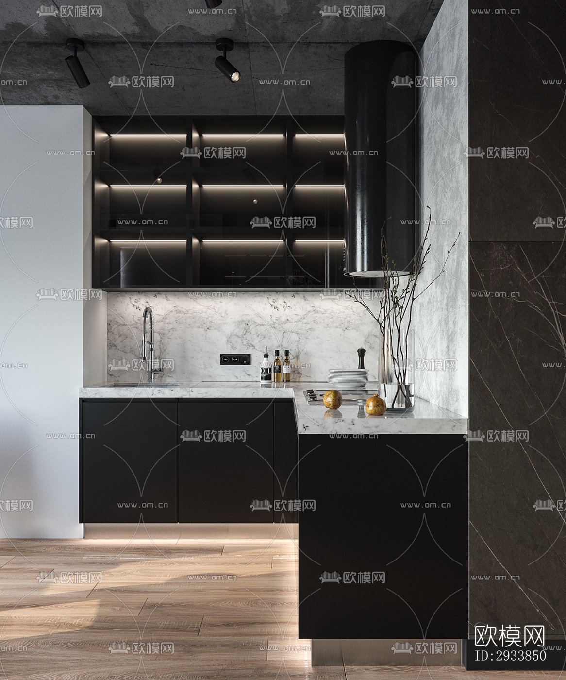 高级灰公寓效果图下载（渲染图20）