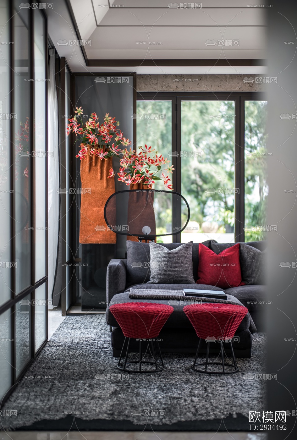 新中式平层效果图下载（渲染图8）