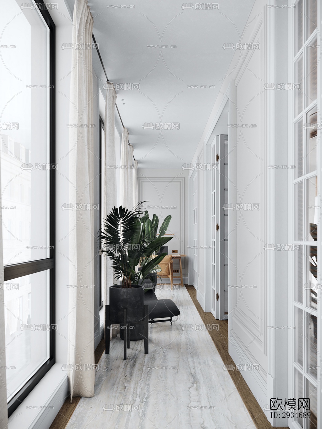 欧式平层效果图下载（渲染图1）