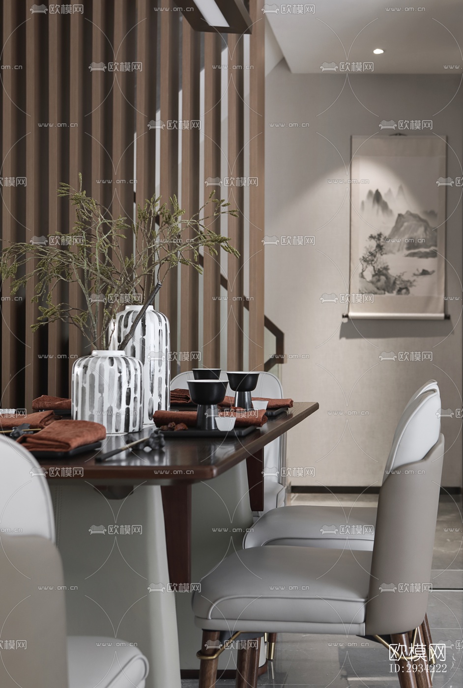 新中式复式效果图下载（渲染图19）