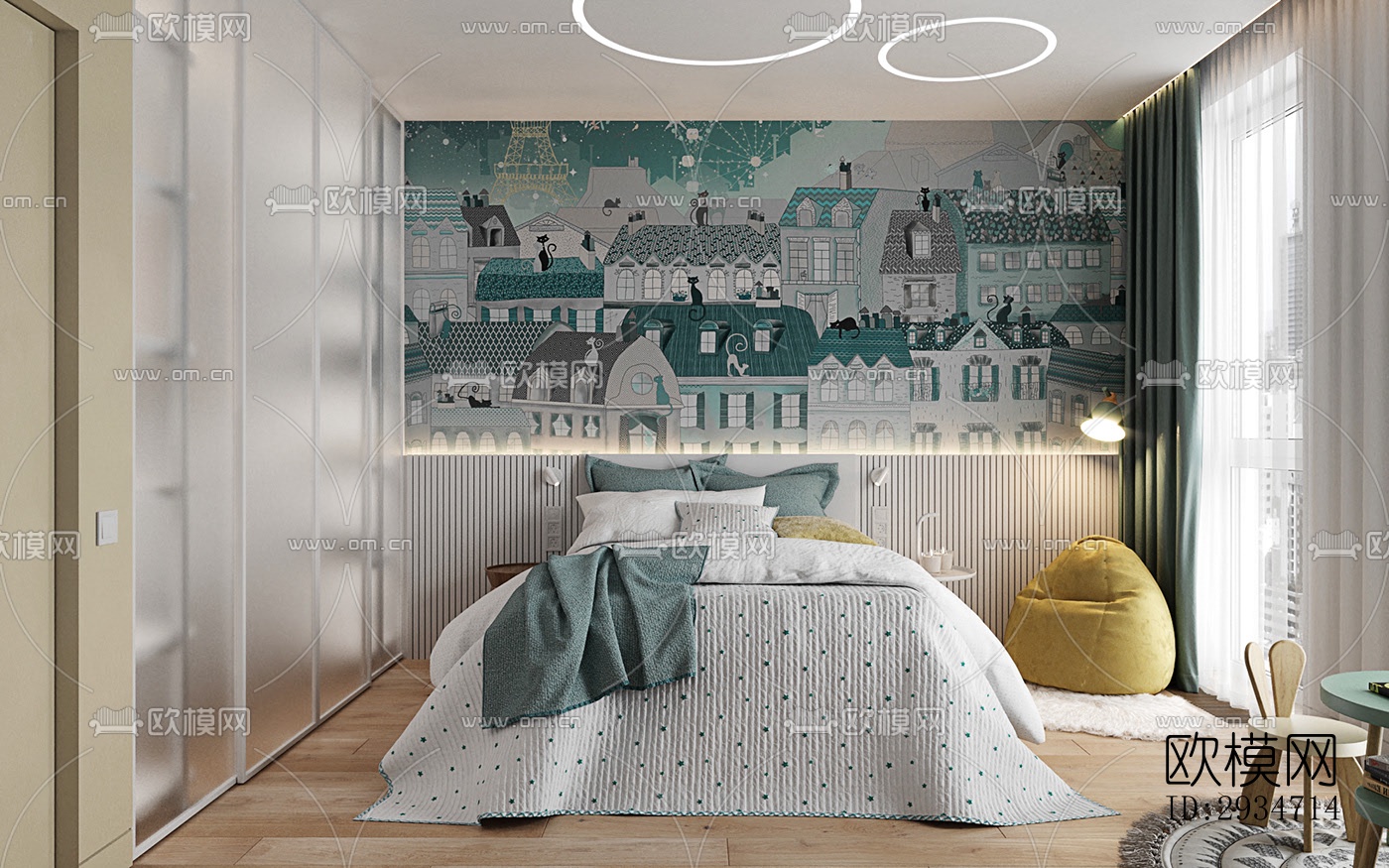 现代平层效果图下载（渲染图17）