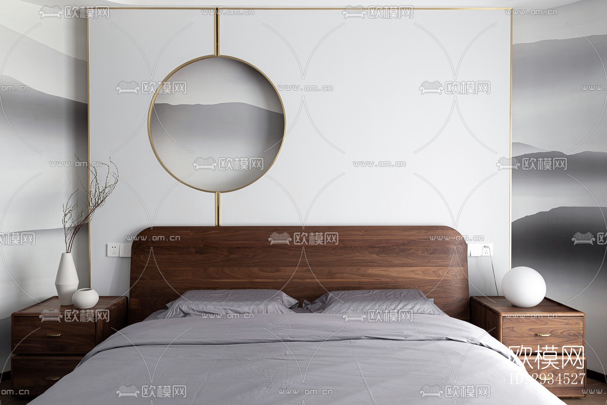 新中式平层效果图下载（渲染图8）