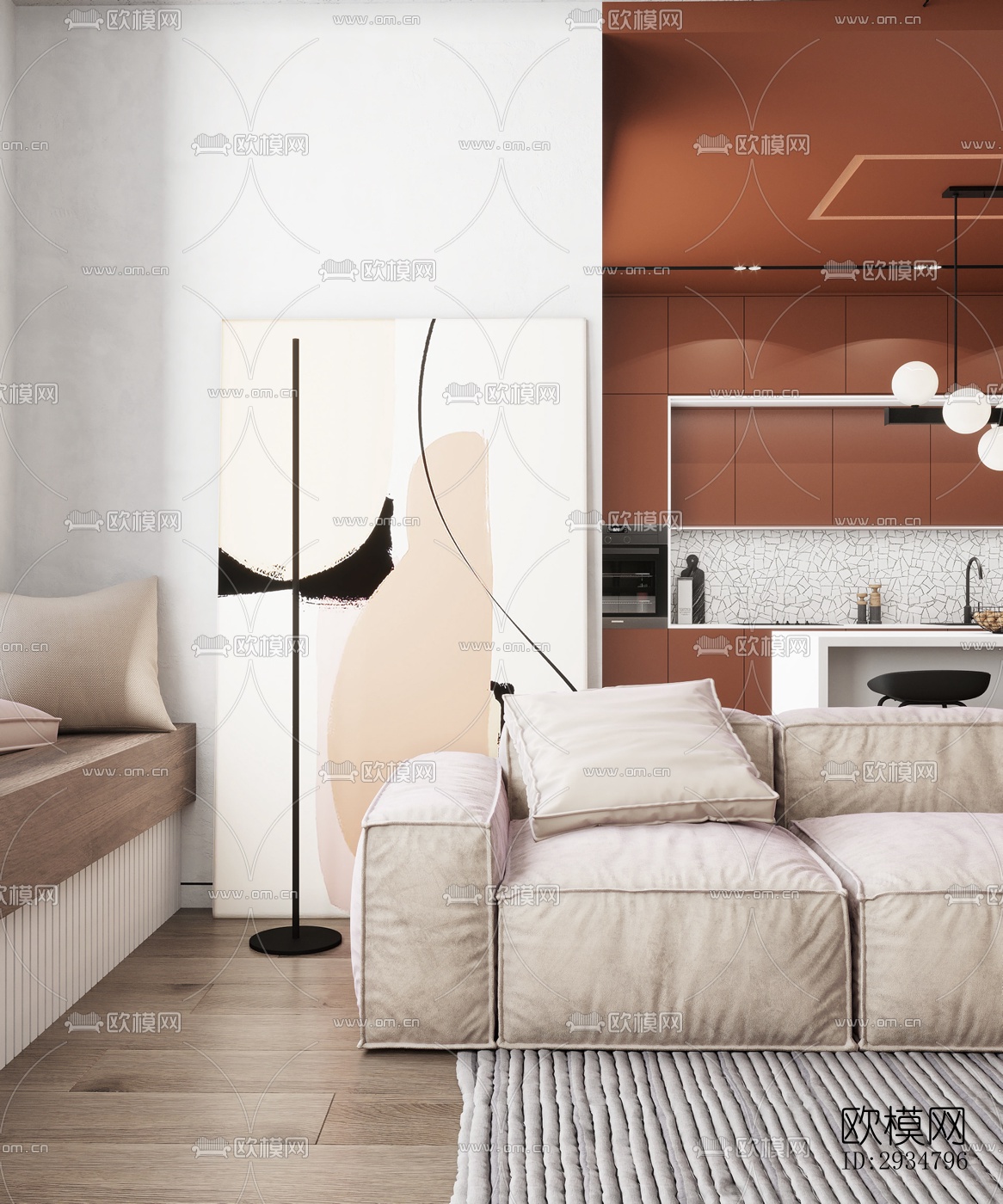 现代平层效果图下载（渲染图14）