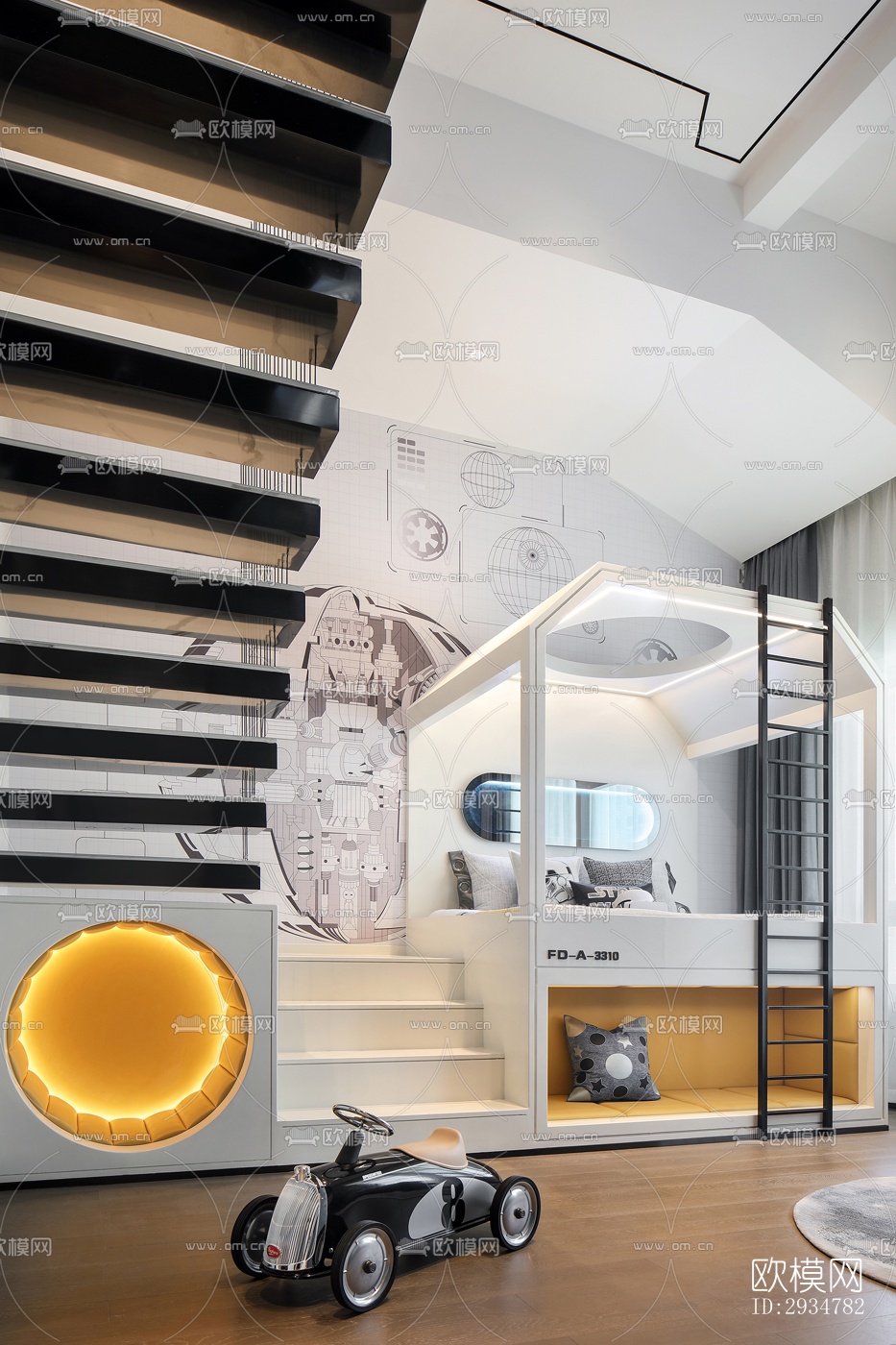 现代平层效果图下载（渲染图10）