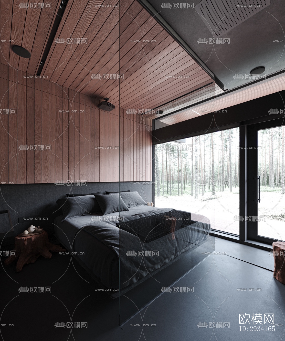 高级灰别墅效果图下载（渲染图6）