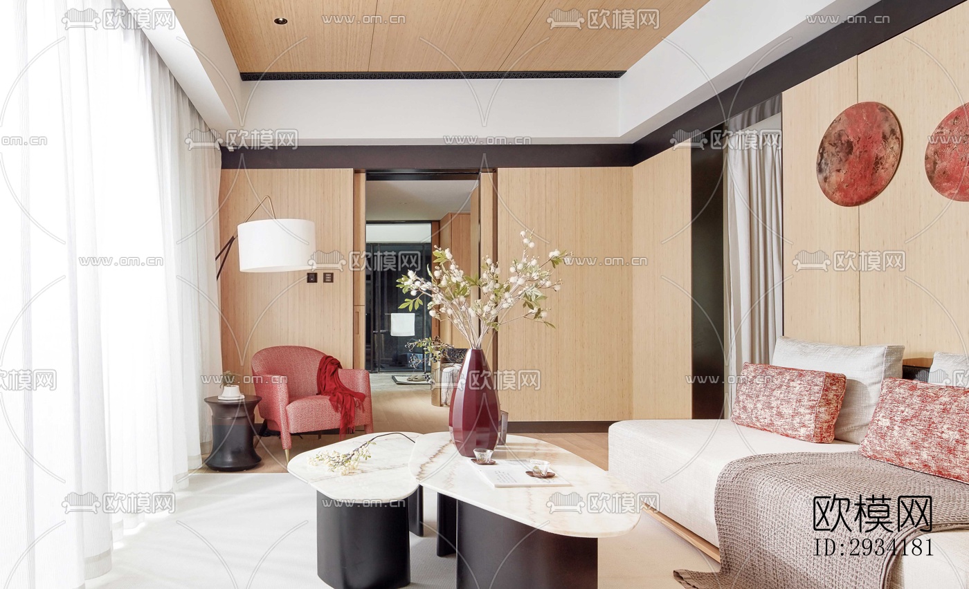 新中式复式效果图下载（渲染图5）