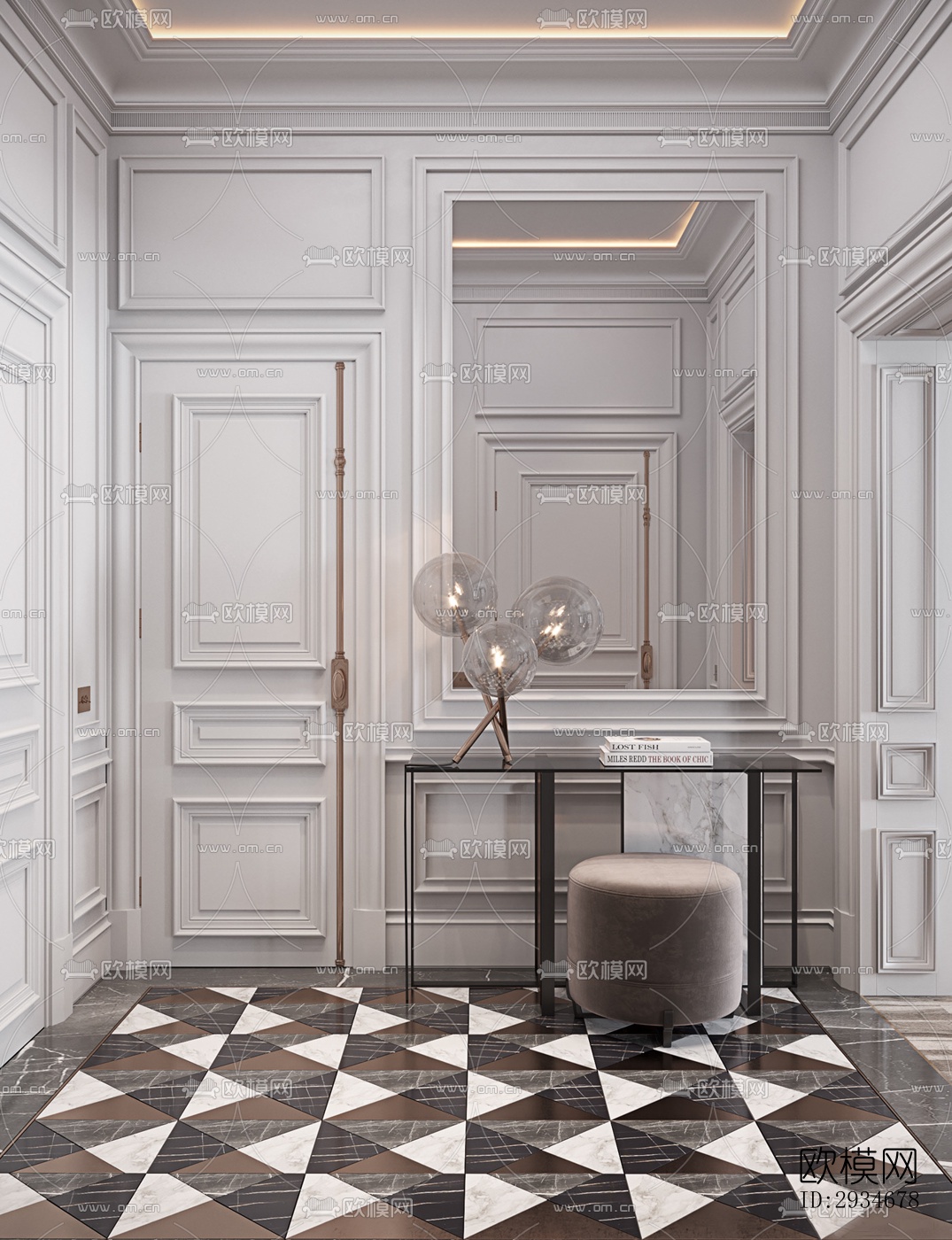 欧式平层效果图下载（渲染图3）