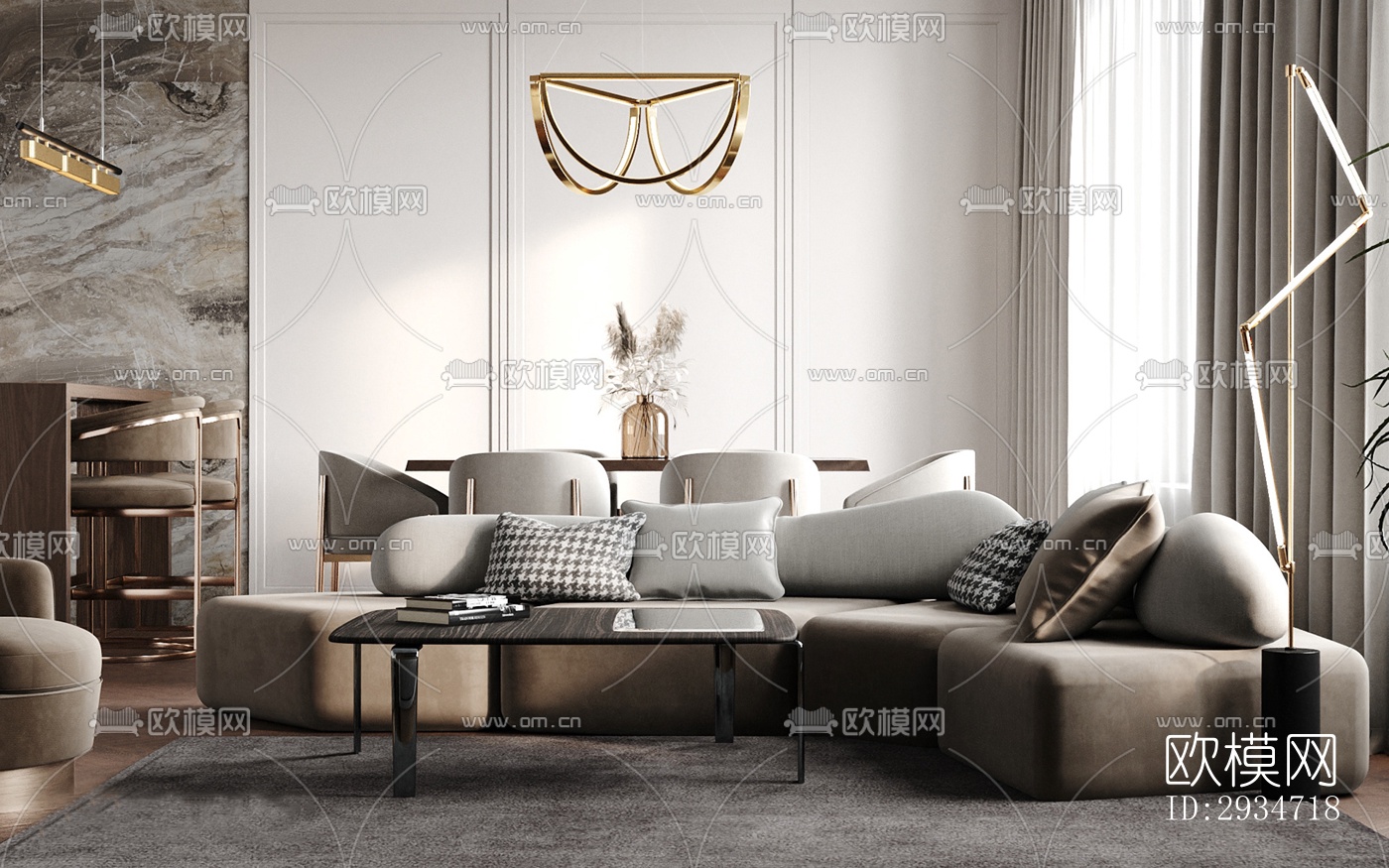 现代平层效果图下载（渲染图15）