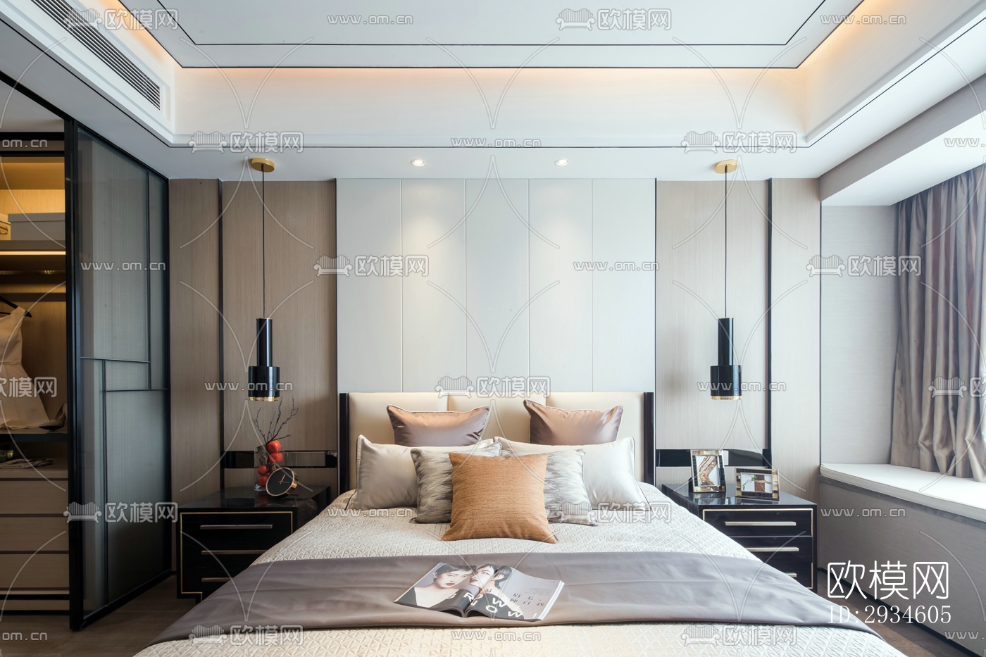 新中式平层效果图下载（渲染图14）