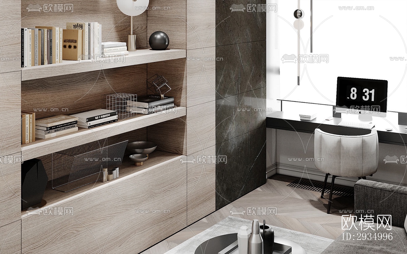 现代平层效果图下载（渲染图9）