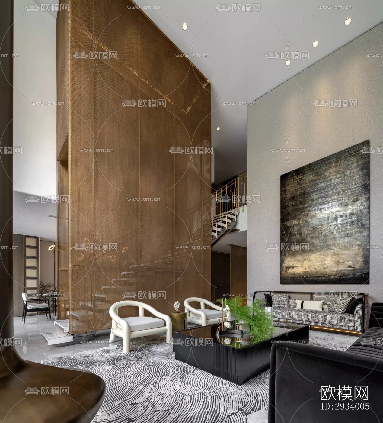 新中式别墅效果图下载（渲染图9）