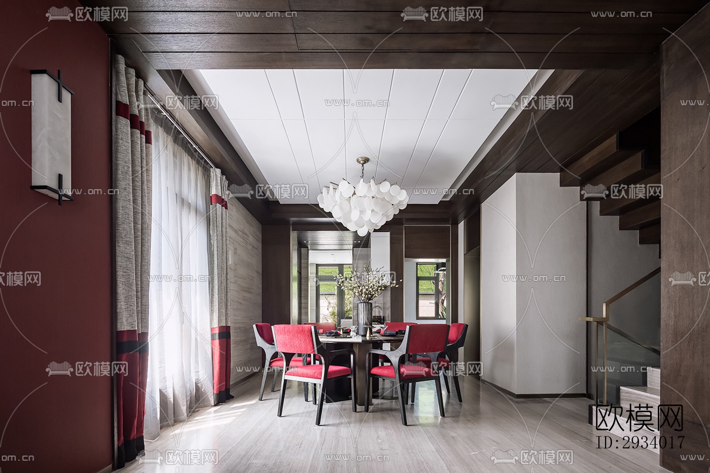 新中式别墅效果图下载（渲染图10）