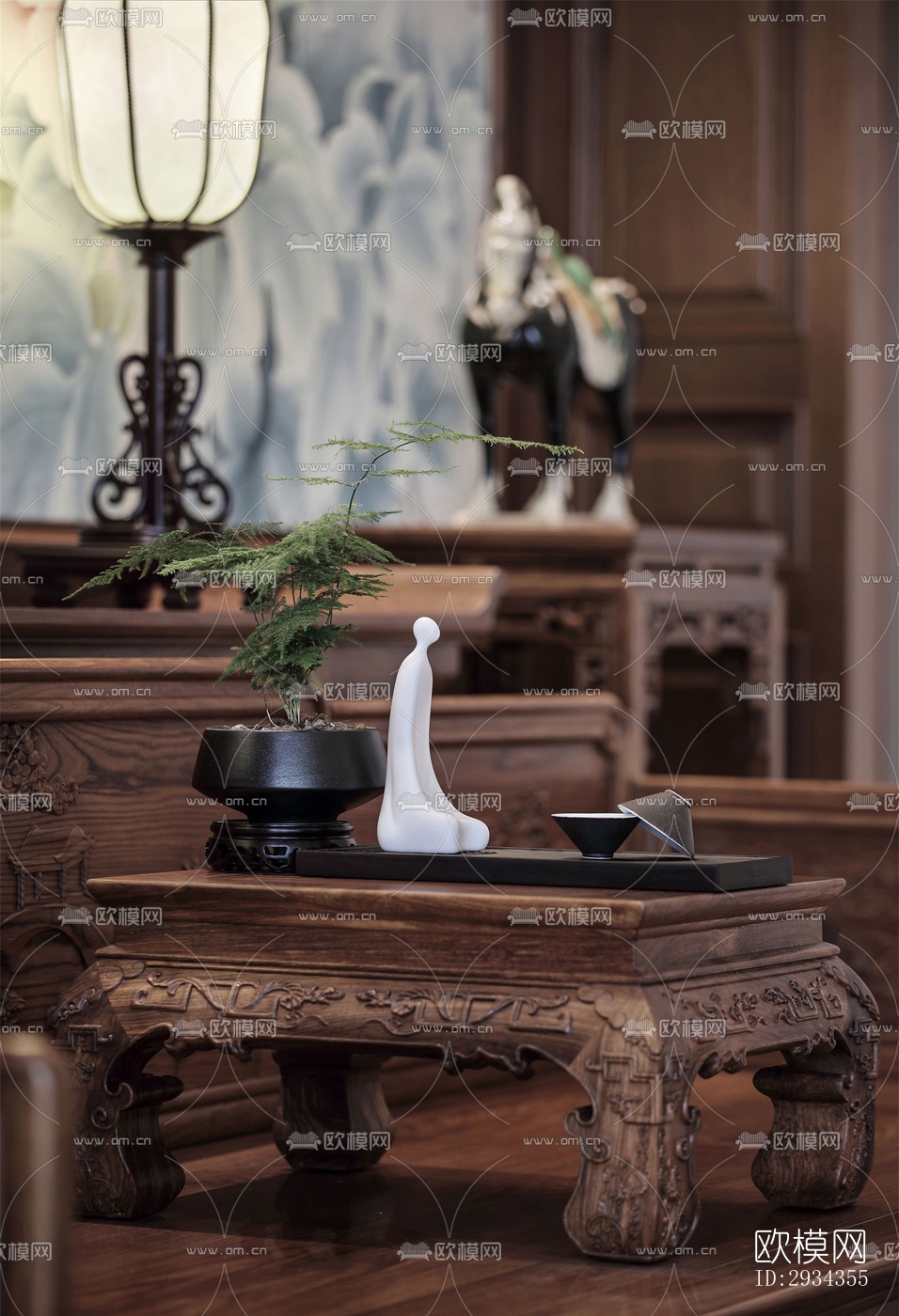 中式平层效果图下载（渲染图3）