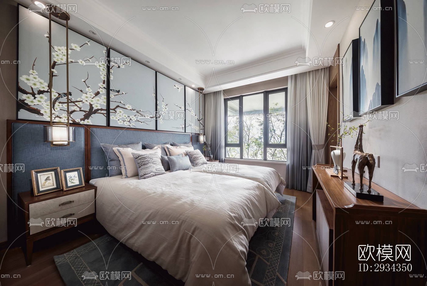 中式平层效果图下载（渲染图7）