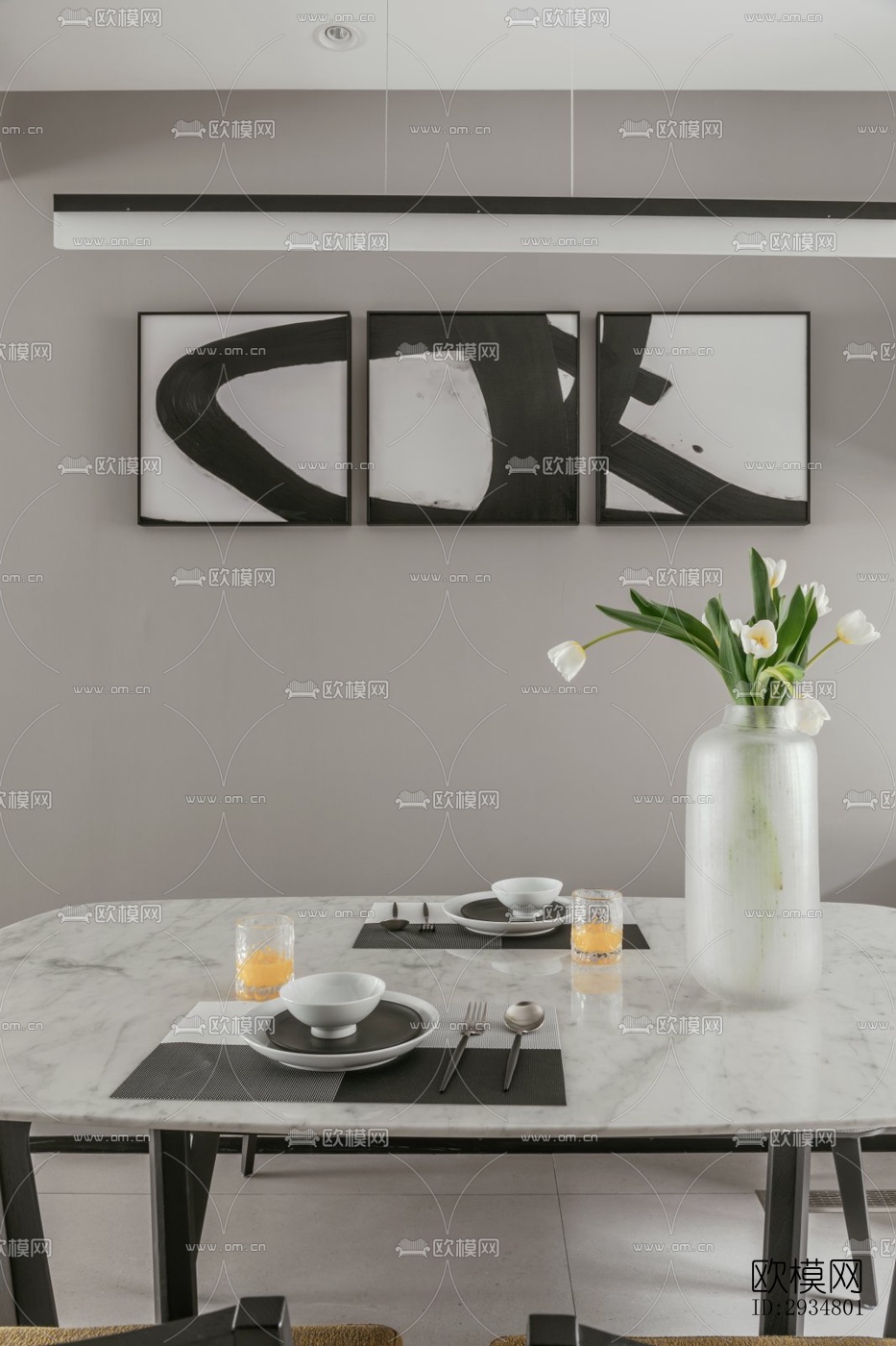 现代平层效果图下载（渲染图3）