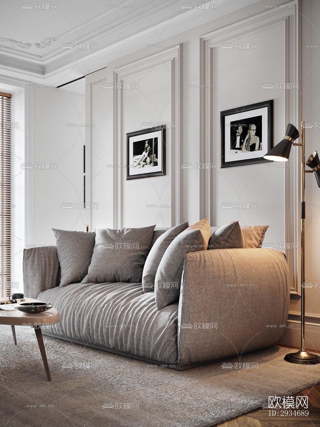 欧式平层效果图下载（渲染图13）