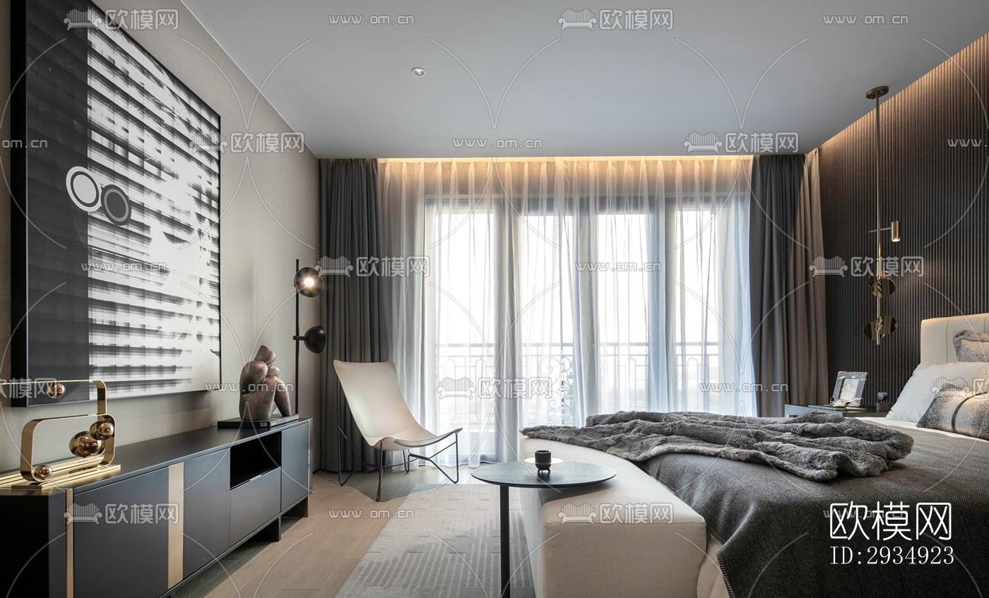 现代平层效果图下载（渲染图4）