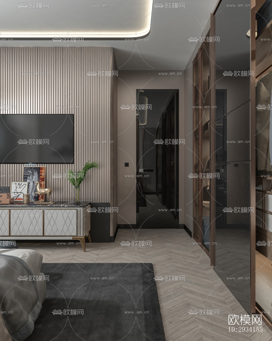 高级灰别墅效果图下载（渲染图12）