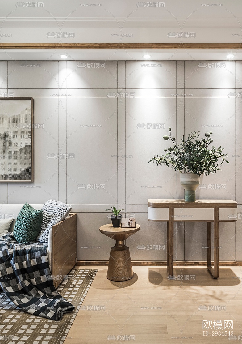 新中式平层效果图下载（渲染图10）