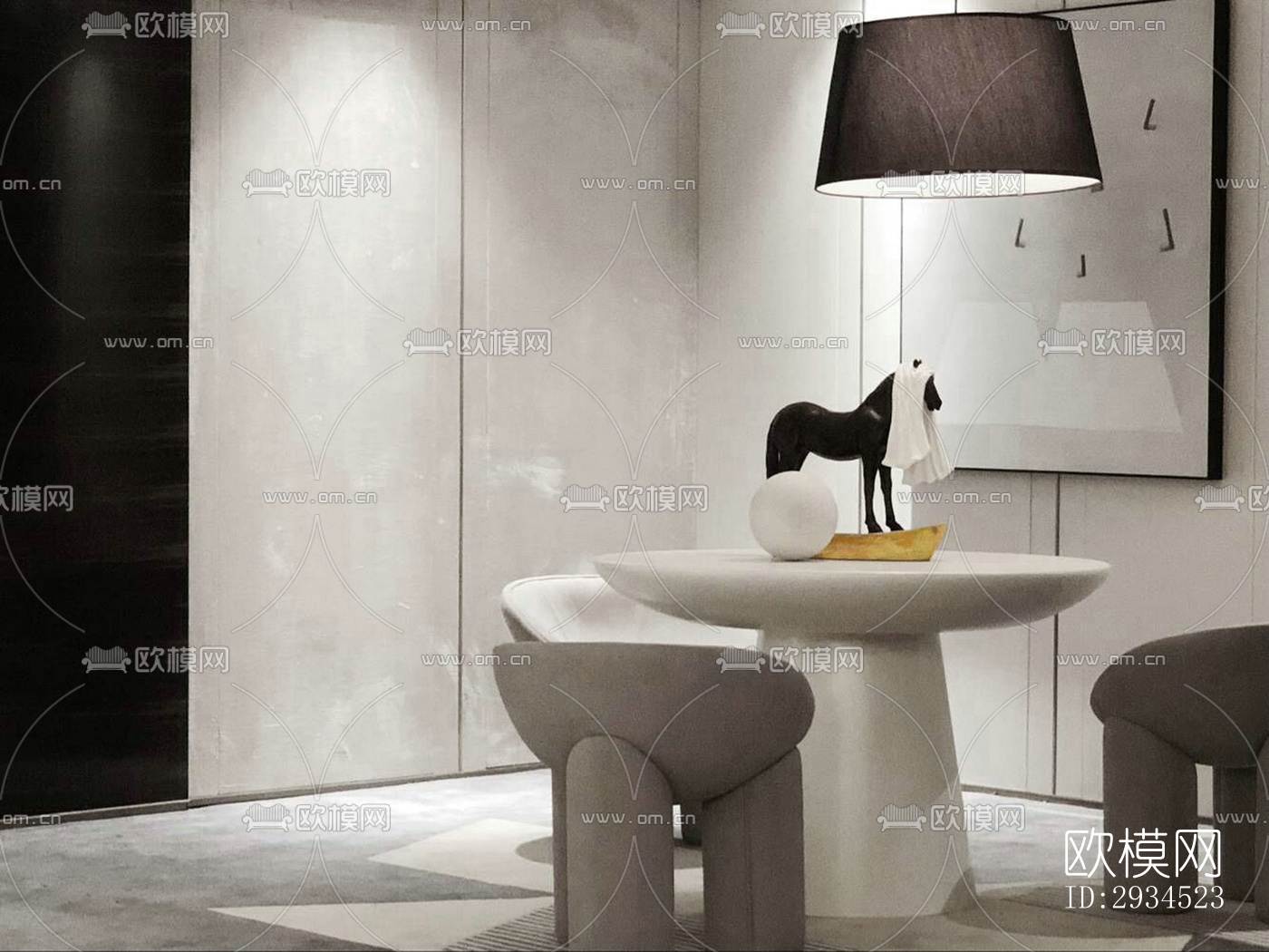 新中式平层效果图下载（渲染图5）