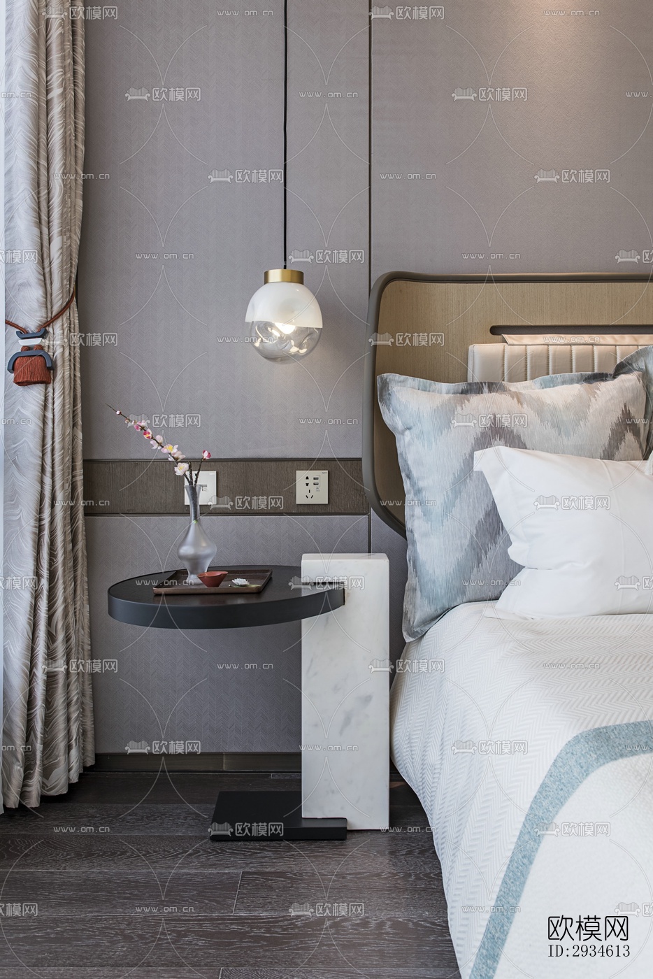 新中式平层效果图下载（渲染图5）