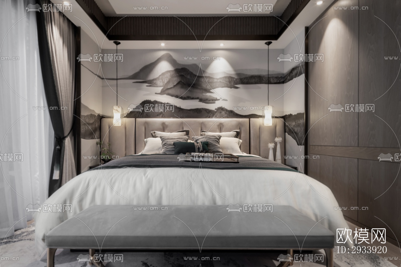 新中式别墅效果图下载（渲染图11）