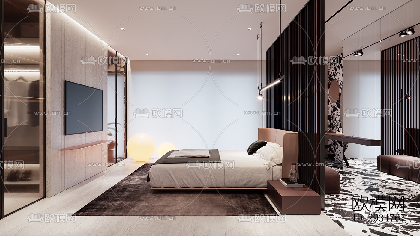 现代平层效果图下载（渲染图1）