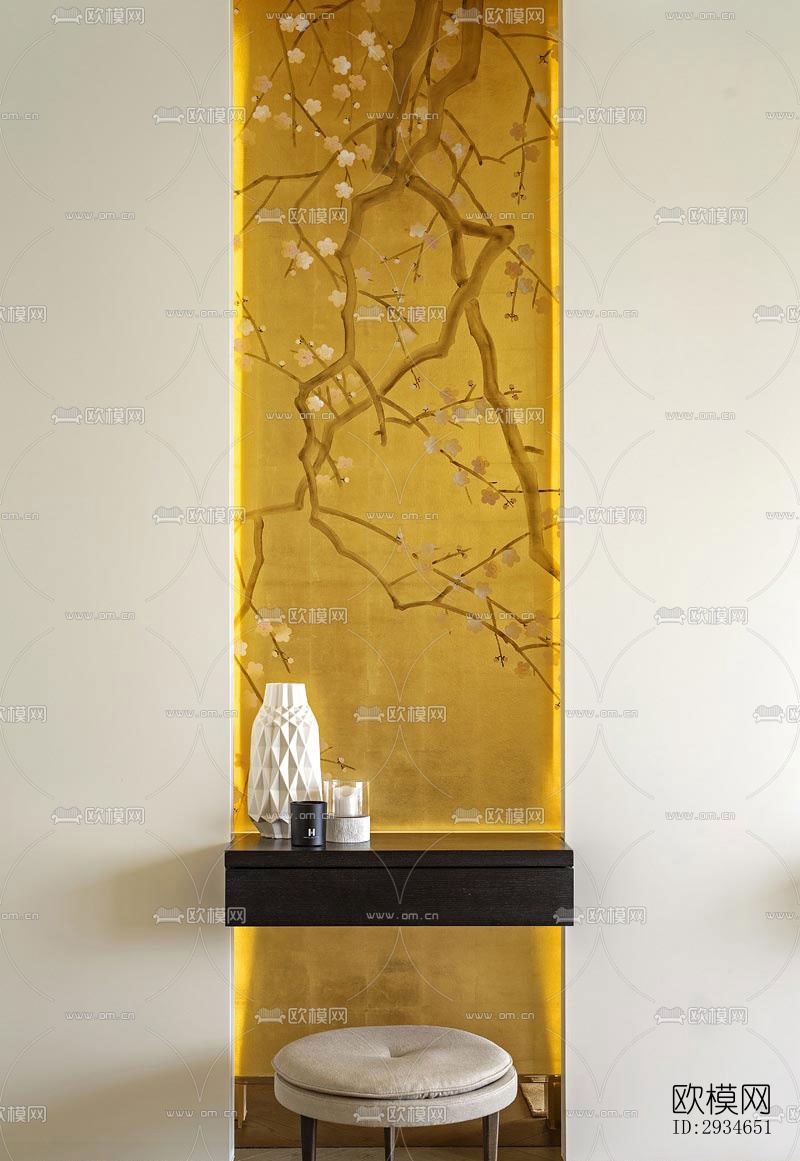 新中式平层效果图下载（渲染图13）