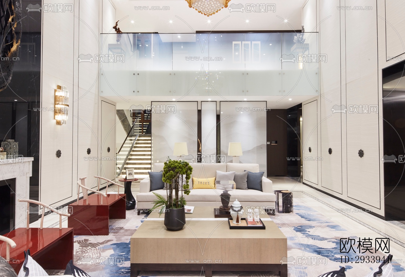 新中式别墅效果图下载（渲染图19）