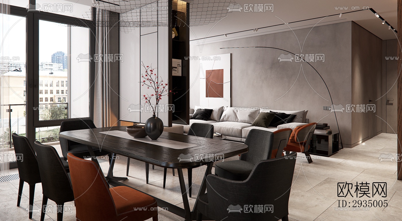 现代平层效果图下载（渲染图17）