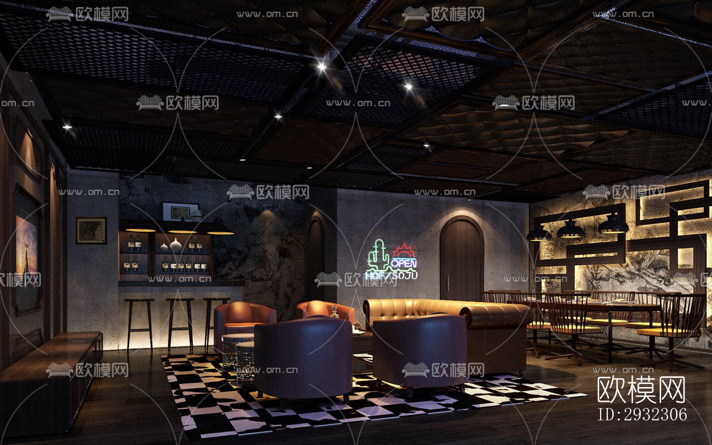 工业风酒吧效果图下载（渲染图1）