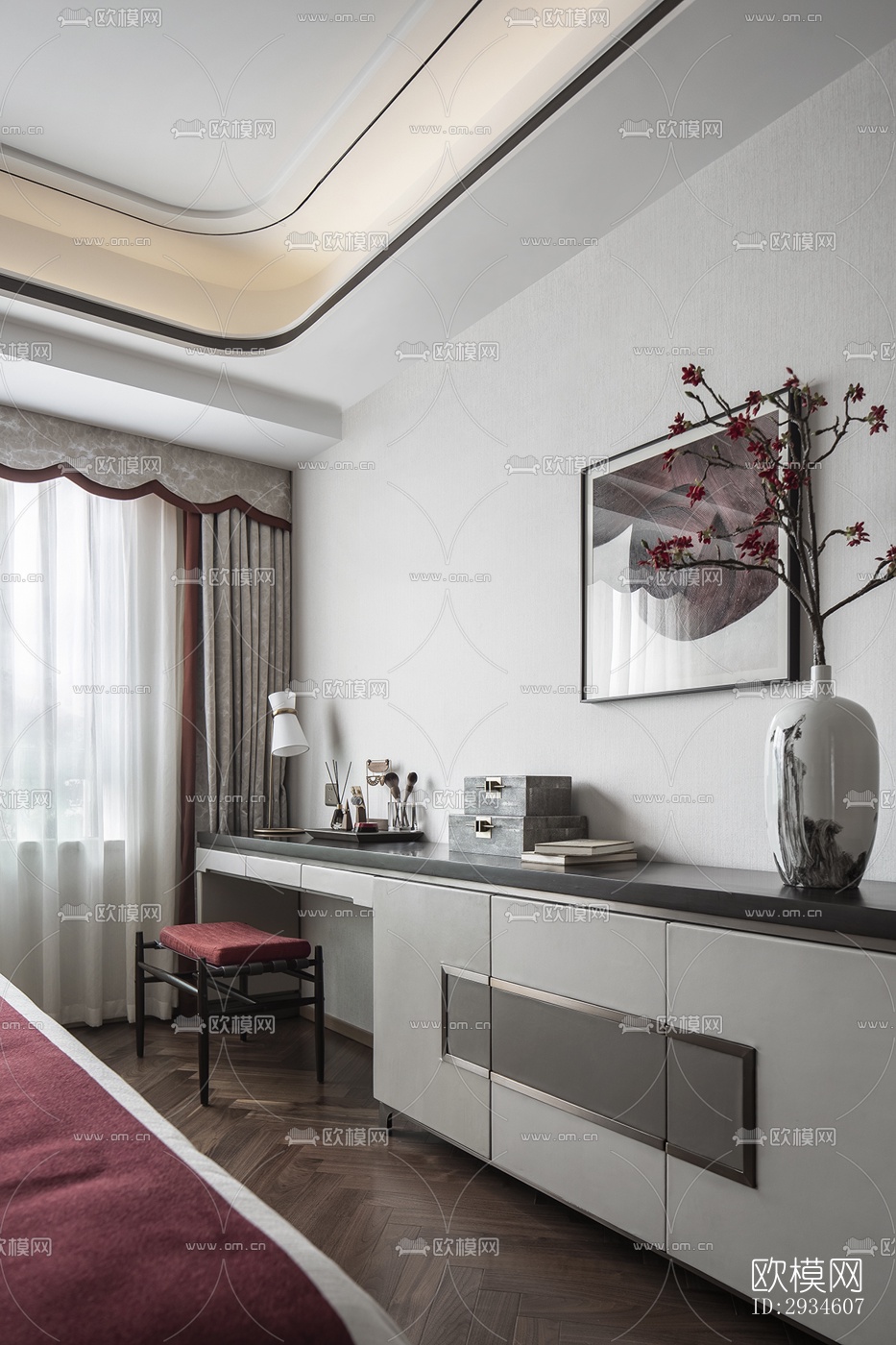 新中式平层效果图下载（渲染图11）